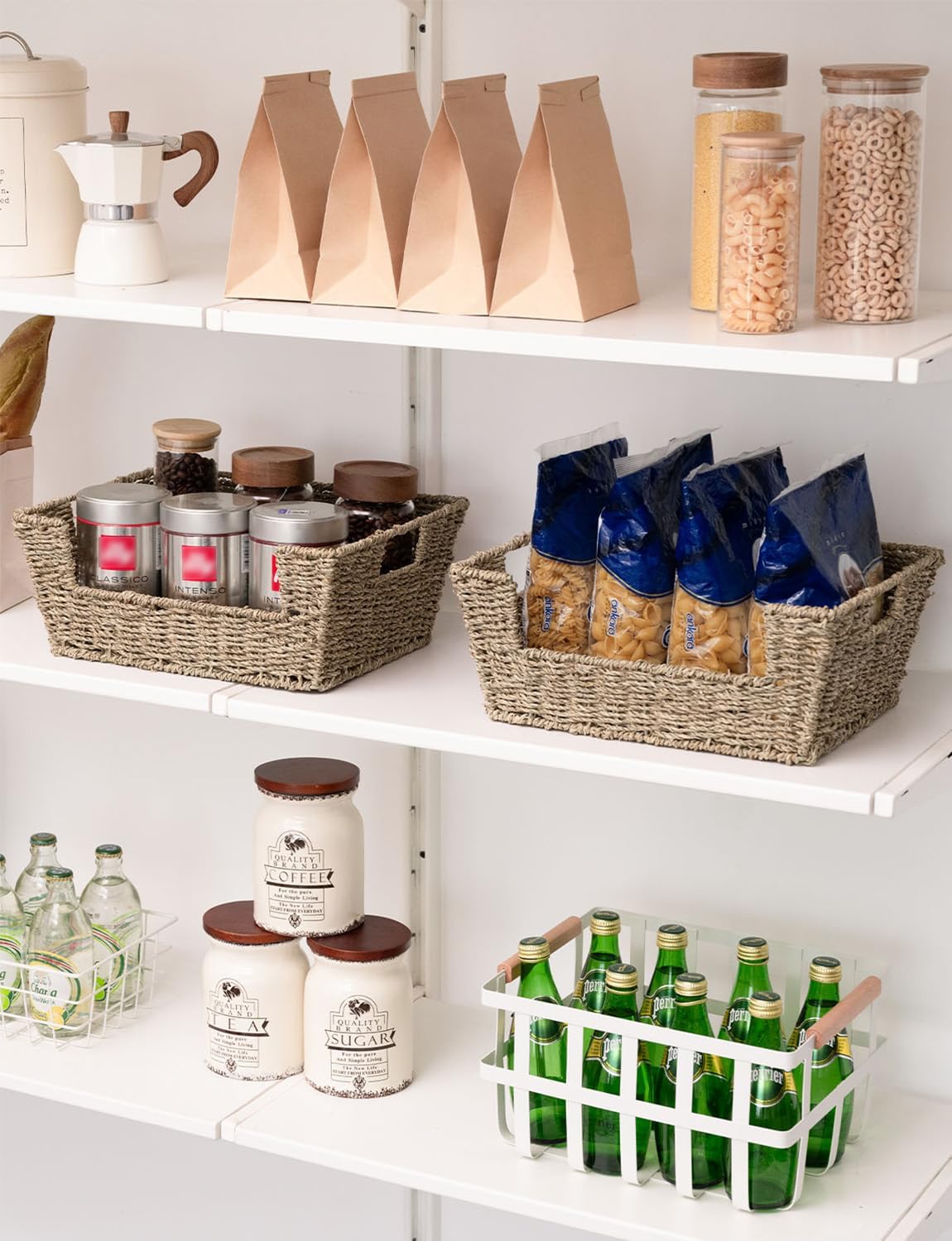 StorageWorks Pantry Baskets for Organizing, Seagrass Wicker Baskets, 2 Pack