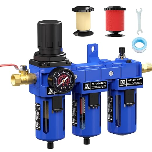 NEWPO 1/2'' NPT Compressed Air Filter Regulator Lubricator Combo
