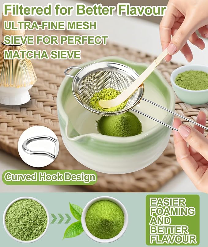 JBER Matcha Set, Whisk 100 Prongs, Sifter