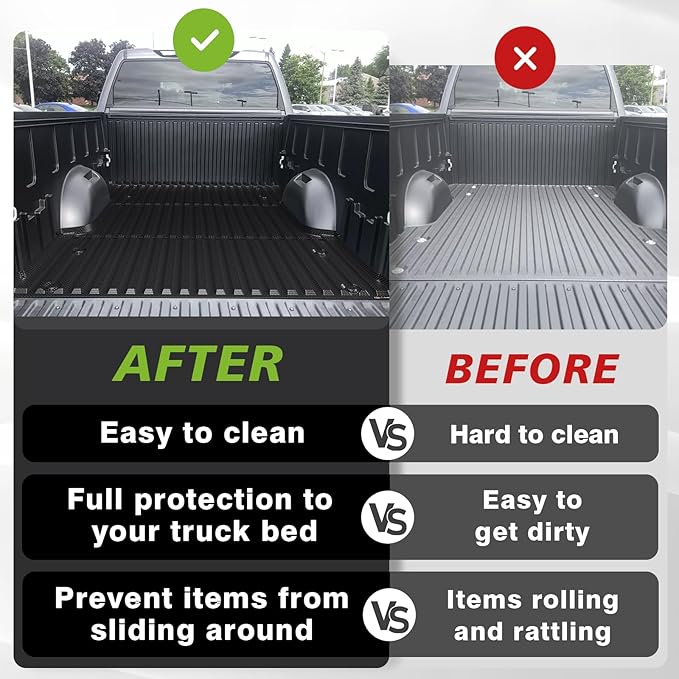 TripleAliners Truck Bed Mat Compatible with 2022 2023 2024 2025 2026 Toyota Tundra Accessories 6.5FT Vehicle Liner Perfectly Flush All Weather Protection TPE Heavy Duty Pickup Car Bed Cargo Mat