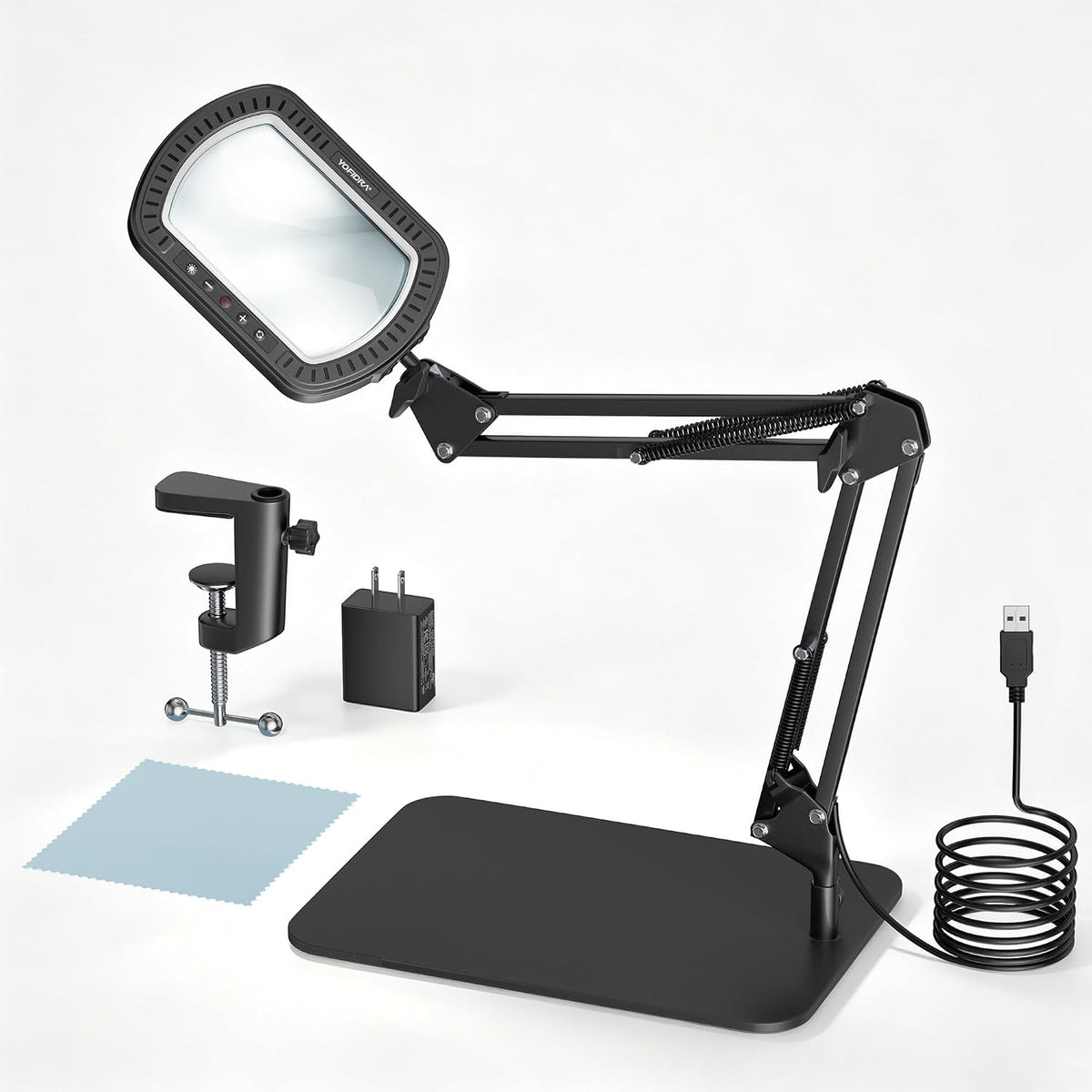 Yofidra 10X Magnifying Lamp with Stand and Clamp, 2-in-1 Design (1 Pack)