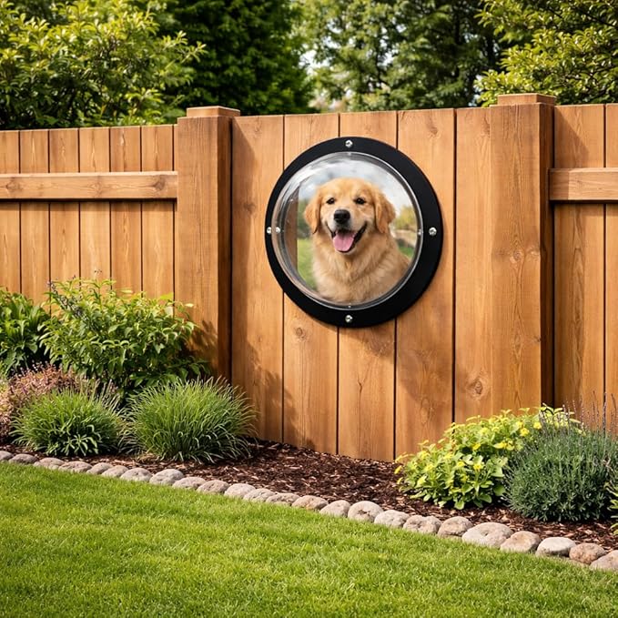 2 Pack Dog Fence Window,12.4 in Acrylic Clear Pet Dome View Playground Doggie Wood Fence Window Bubble Peek Window for Dog and Cats Deep 4.7 Inch(XL)