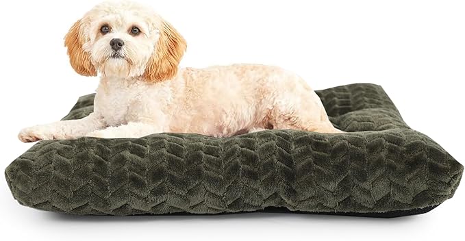Dog Crate Mat for Dog Cages Olive Green Dog Bed for Small Dogs 24 Inch Dog Crate Bed Washable Dog Mats for Sleeping,Up to 25 lbs Soft and Fluffy Small Dog Bed for Crate Tire Printing Olive Green S.