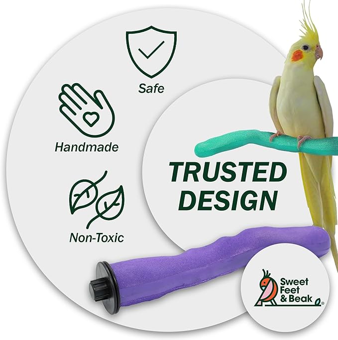 Sweet Feet and Beak Safety Pumice Perch - Trims Nails and Beak - Promotes Healthy Feet - Safe Non-Toxic Bird Supplies for Bird Cages - X-Large 14"