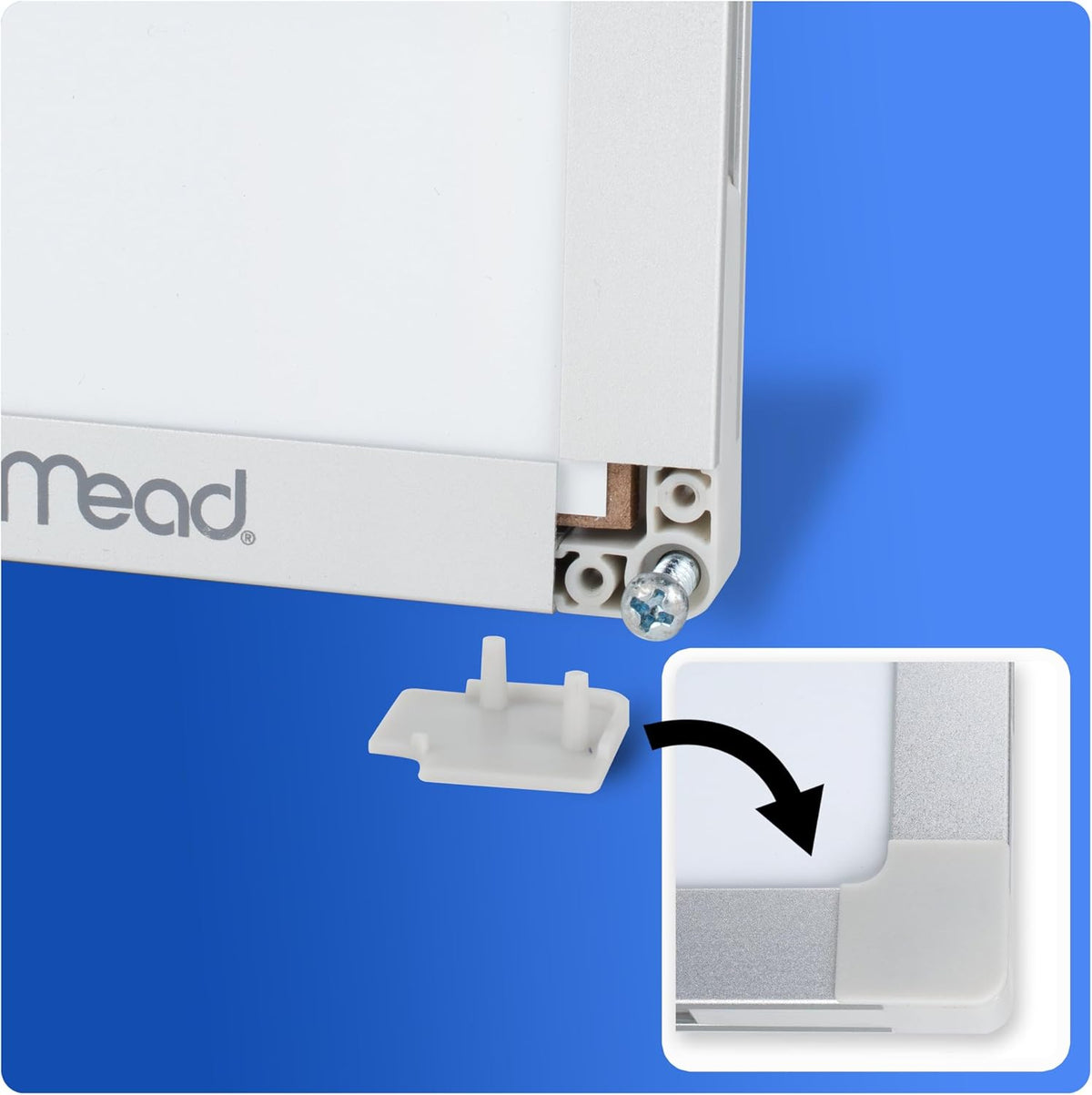 Mead Dry Erase Board 48" x 36" Non-Magnetic Whiteboard For Wall, 4' x 3', White/Silver (85357N)