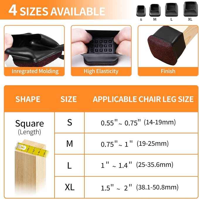 Ezprotekt 24 Pcs Square Chair Leg Floor Protectors