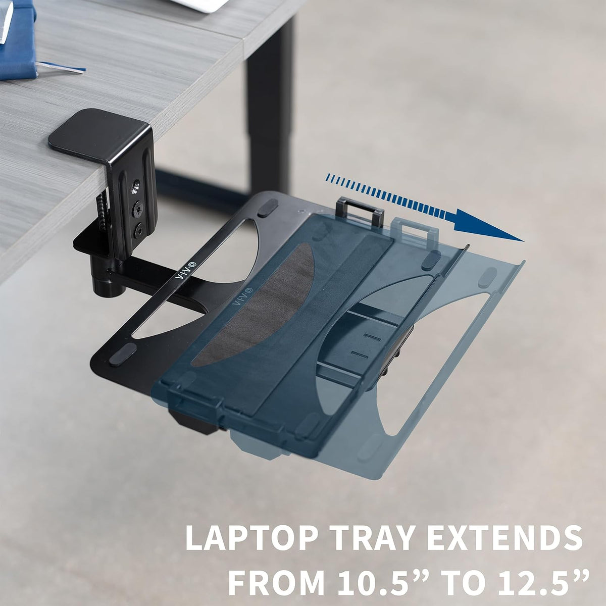 VIVO Black Clamp-on 12 x 9 in Rotating Laptop Tray, MOUNT-LAP1CB