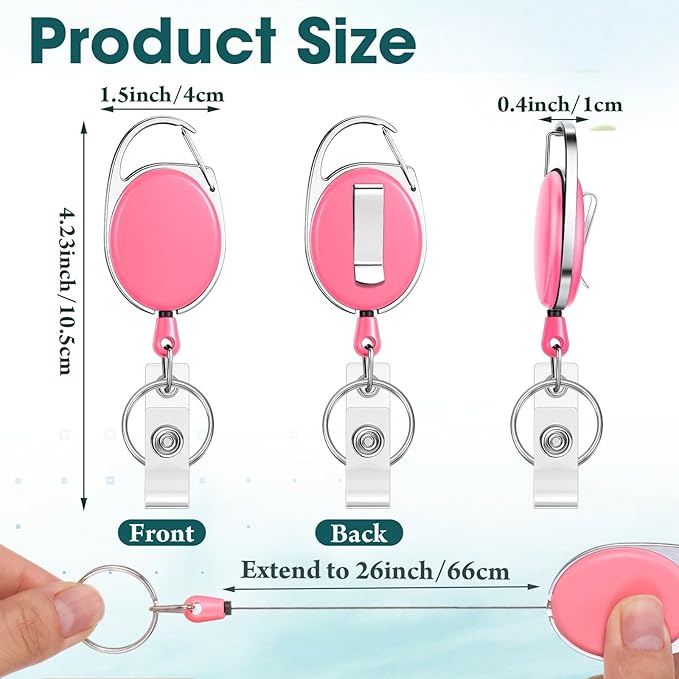 Laumoi 80 Packs Retractable ID Badge Holder Name ID Badge Reel Clips Keychain with Belt Clip and Key Ring for Office Worker Doctor Nurse Employee (Classic Color)