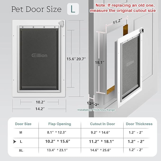 Large Dog Door for Exterior Door Dog Door for Door, Doggie Door with Aluminum Frame, 3 Flaps, Metal Closing Panel and Lock