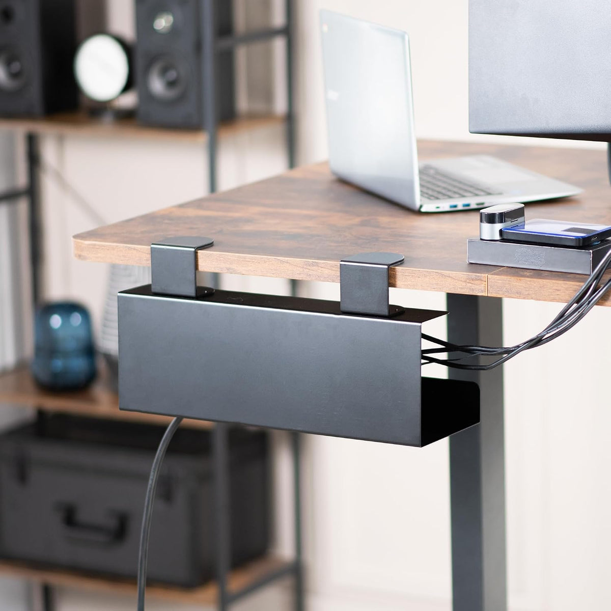 VIVO Black Clamp-on 17 in Cable Management Tray, DESK-CM6L-B