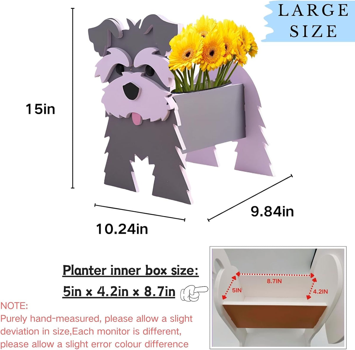 Gray Schnauzers Dog Planter Pots, Animal Shaped Flower Pot