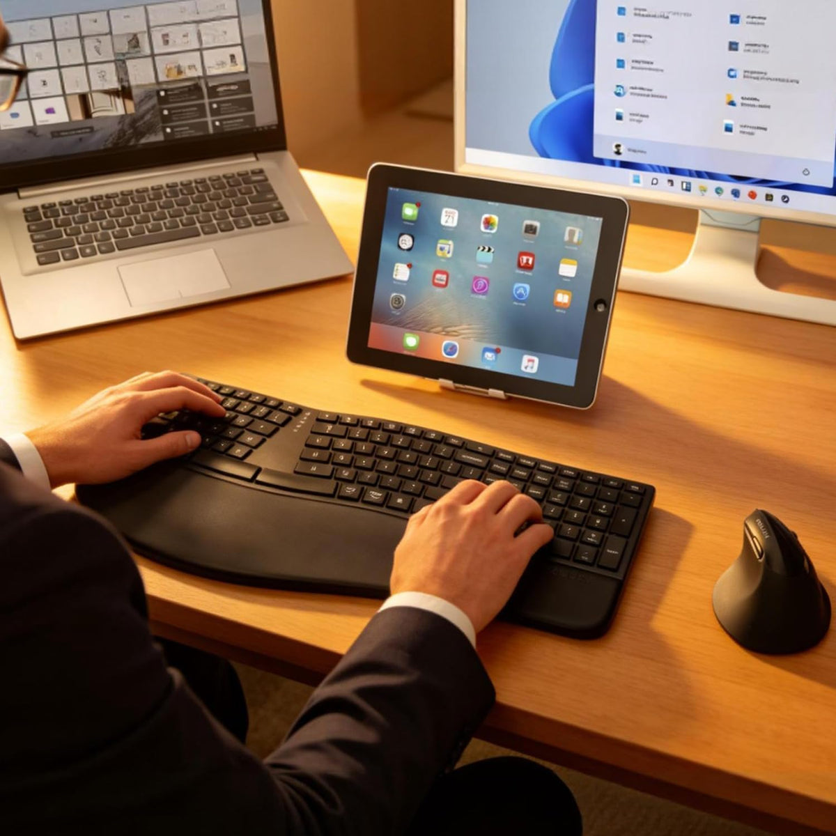 DELUX Ergonomic Wireless Keyboard, Ultra-Thin Split Ergo Keyboard (GM909)