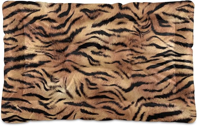 Pet Bed Tiger Print Dog Bed Mat Absorbing Non Slip Pad Pet Sleeping Mat for Small, Medium, and Large Dogs Puppy Cat 36 in x 24 in