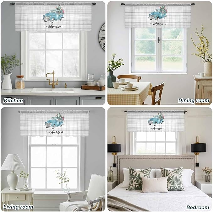 Welcome Sheer Valance Curtains, Summer Car