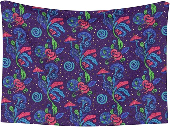 Pet Blanket for Travel and Home, Colorful Doodle Surreal Landscape Fantastic Mushroom, Reversible Plush Dot Design with Soft Grip Texture on One Side Perfect for Car Seats Moving Vehicles