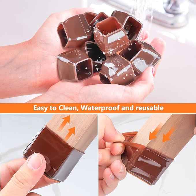BAIPOK 36Pcs Chair Leg Floor Protectors, Square Silicone Chair Leg Protectors