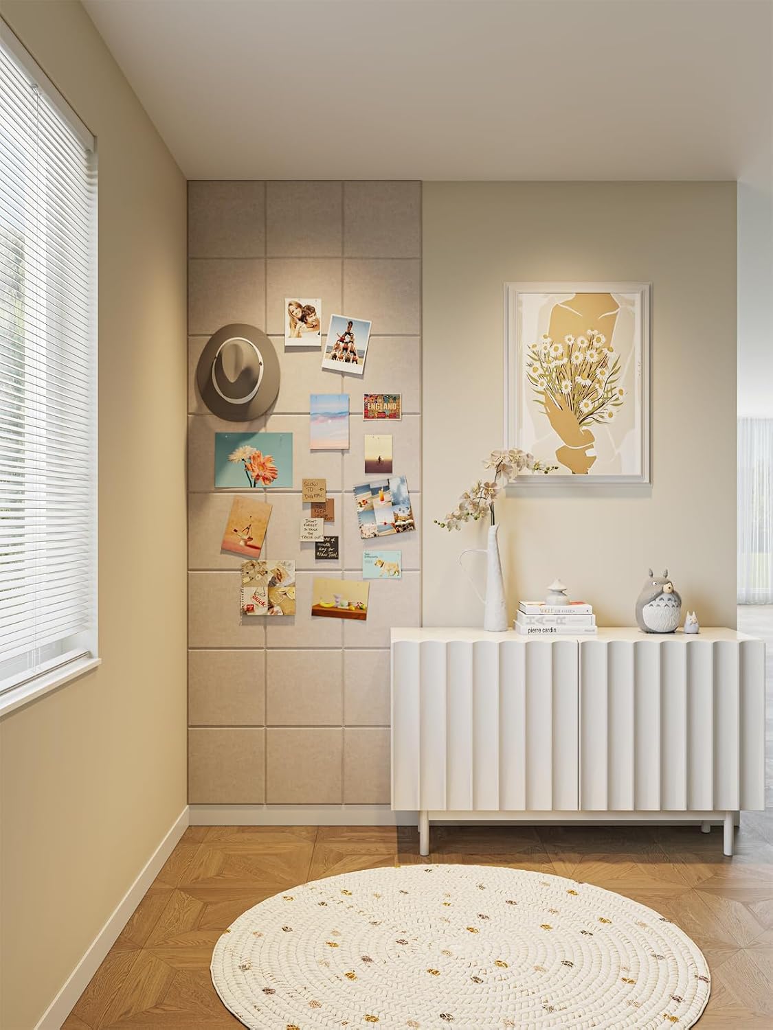 Thick Felt Pin Board Tiles 24 Pack, 11.8x11.8 Bulletin Board for Wall