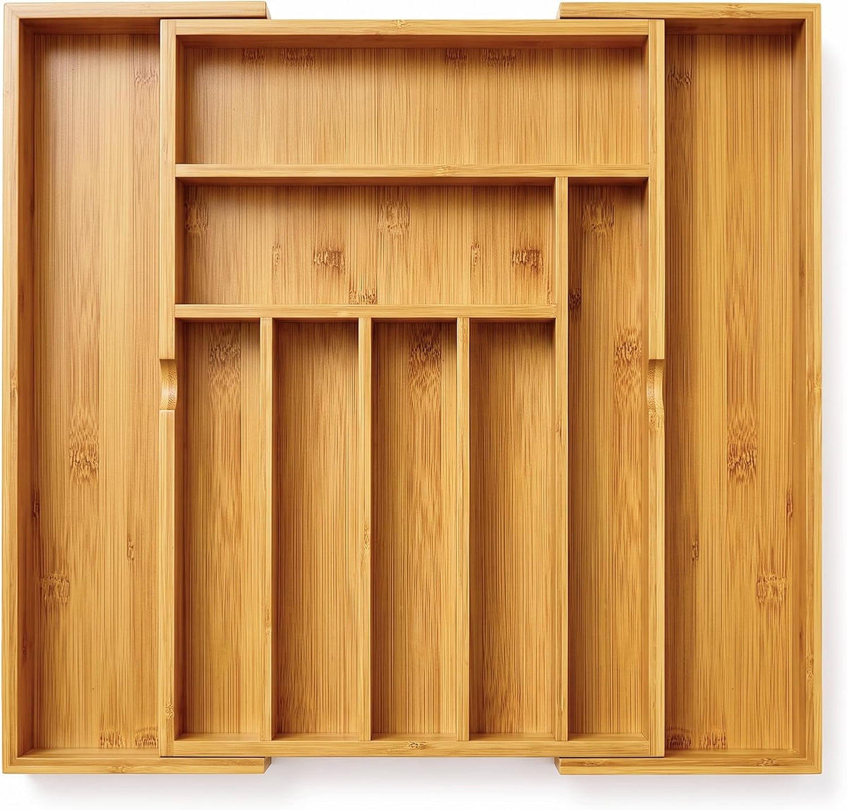 Expandable Bamboo Silverware Organizer, Kitchen Utensil Drawer Organizer