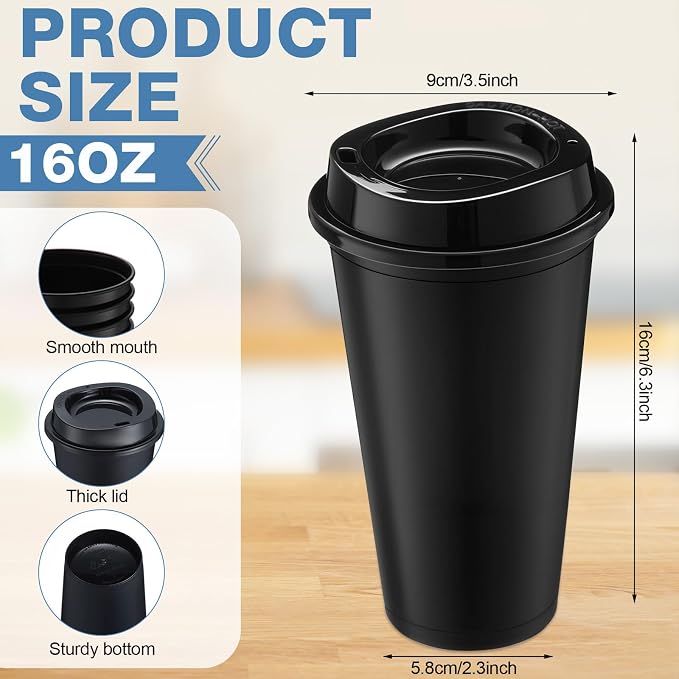Honeydak 66 Pack 16 oz Reusable Coffee Cups