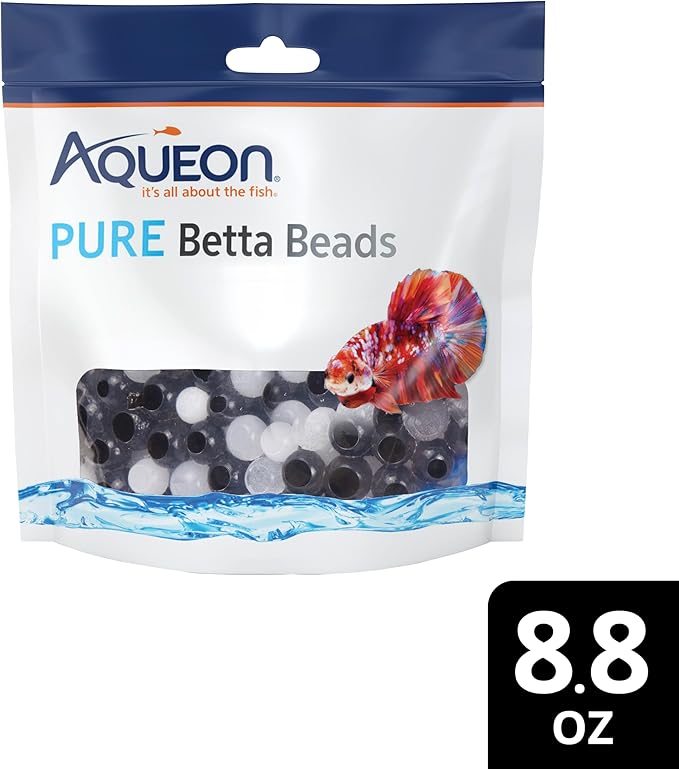 Aqueon Pure Betta Beads, Water Care for Unfiltered Aquariums, Maintains Clear Water and Helps Breakdown Organic Sludge, Black & White (Pack of 2)