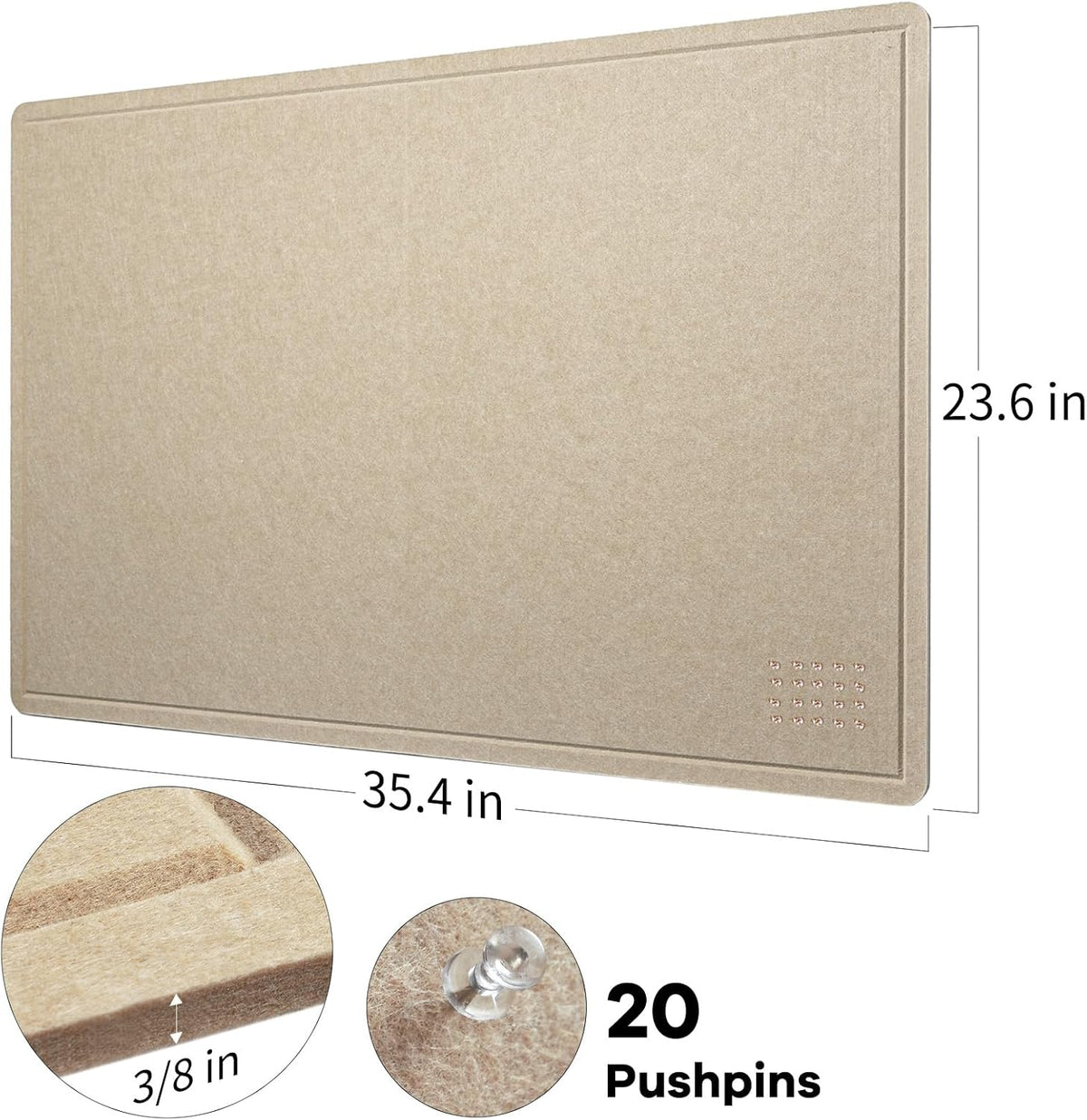 Felt Bulletin Board 36x24 inches, Decorative Pin Board for Home & Office