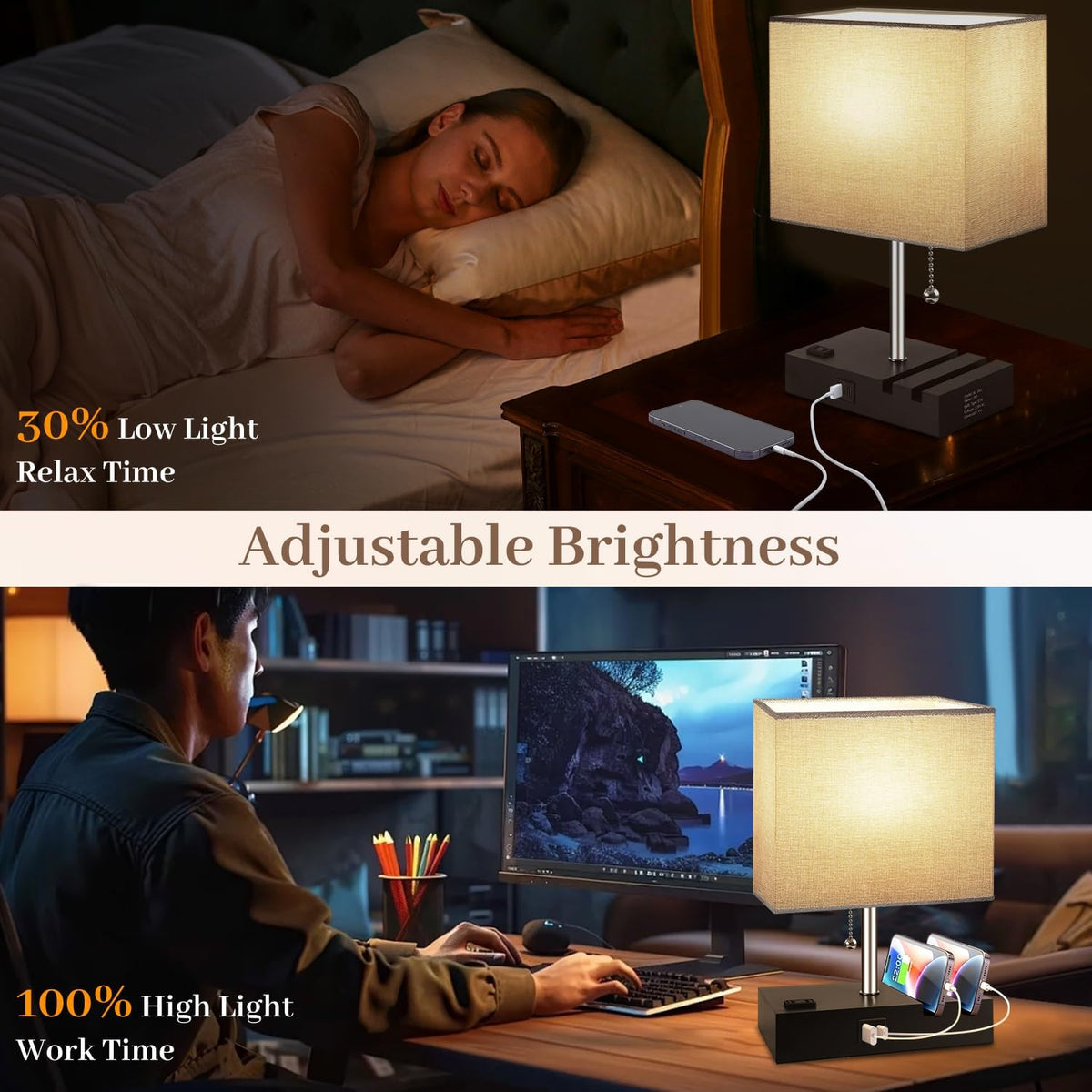 Smart RGB Dimmable Table Lamp Compatible with Alexa&APP&Remote Control, Gray