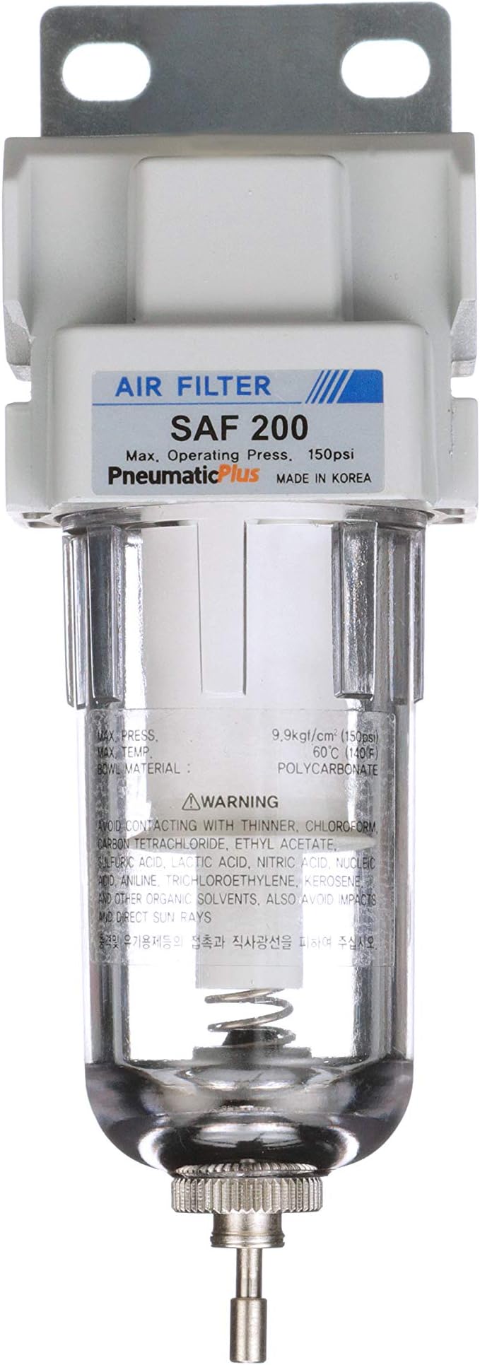 PneumaticPlus SAF200-N02B Miniature Compressed Air Particulate Filter 1/4" NPT