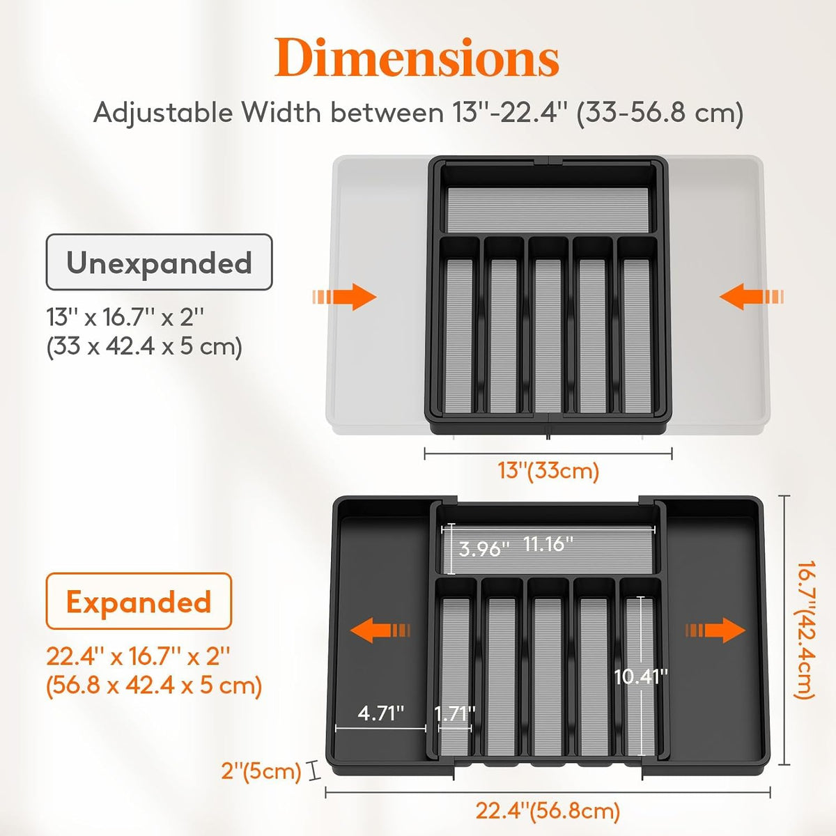 Lifewit Extra Large Silverware Drawer Organizer, Expandable Utensil Tray
