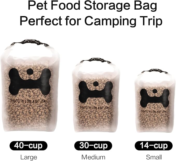ANVS Silicone Pet Food Storage Bag,30-Cup Dog Food Travel Bag with 2PCS Collapsible Bowls, Perfect for Camping Trip, Dog Boarding, Weekend Getaways and Travel
