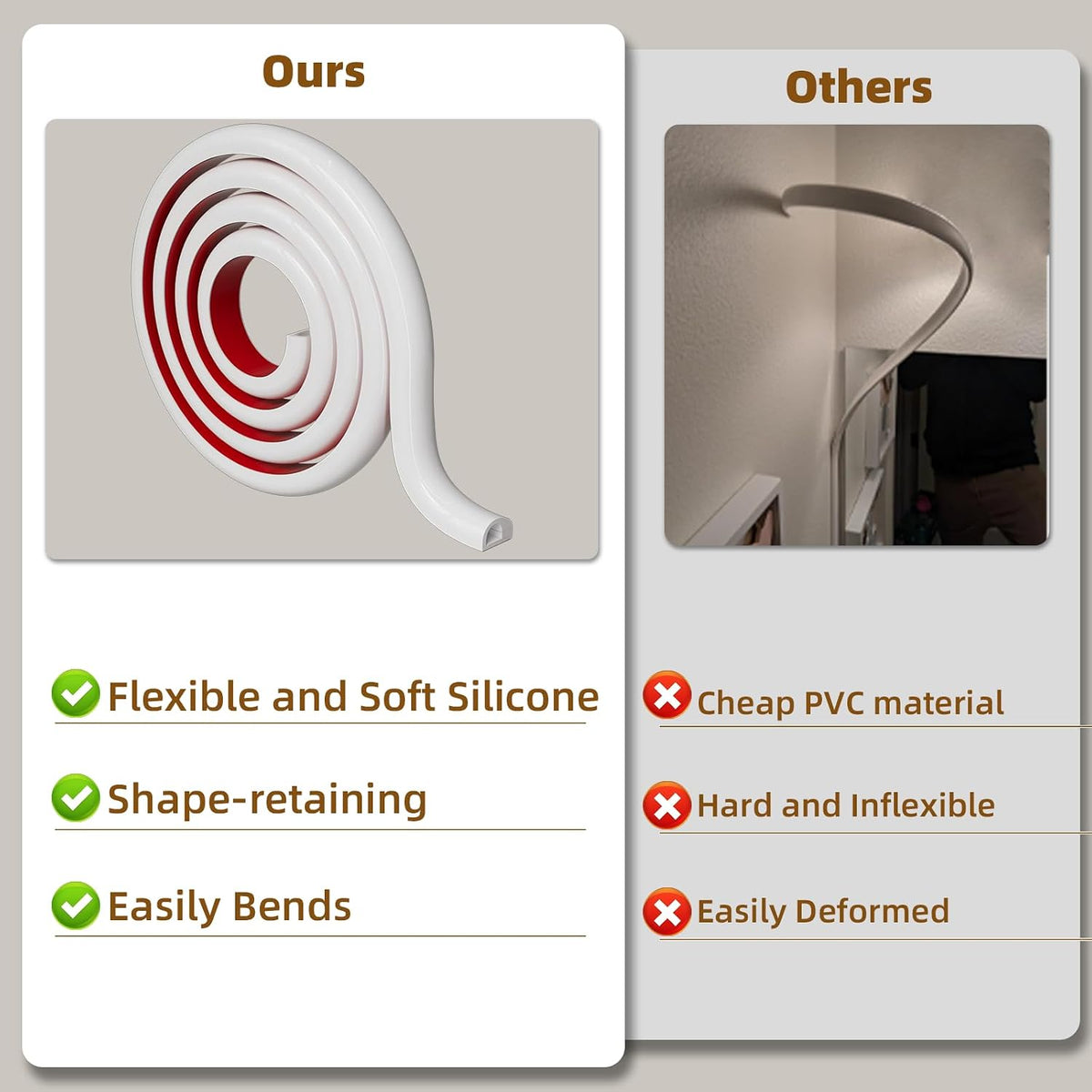 196”Silicone Cord Hider for Wall Mounted TV,Flexible Cord Cover for 1 Wire