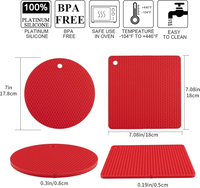 Silicone Trivets for Hot Pots and Pans, Heat Resistant Trivet Mats for Hot
