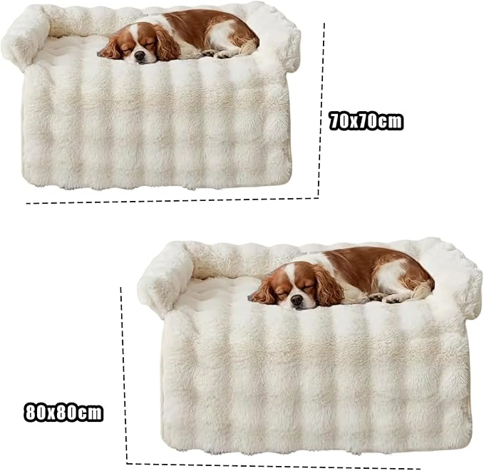 Dream Cloud Pet Sofa Bed, Dream Cloud Pet Sofa Bed Cover, Cozy Rabbit-Velvet Non-Slip Washable Fluffy Plush Pet Mat for Furniture Protection, Soft Couch Bed for Dogs & Cats (Brown, 70X70 CM)