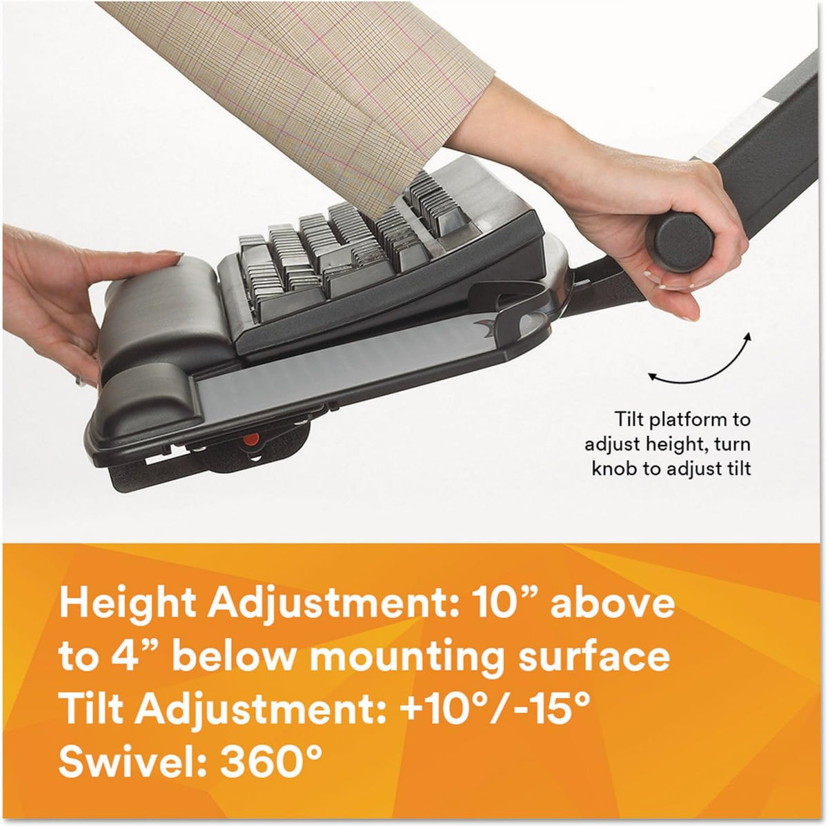 3M Easy-Adjust Keyboard Tray with Adjustable Platform, 23 Inch Track (AKT150LE)