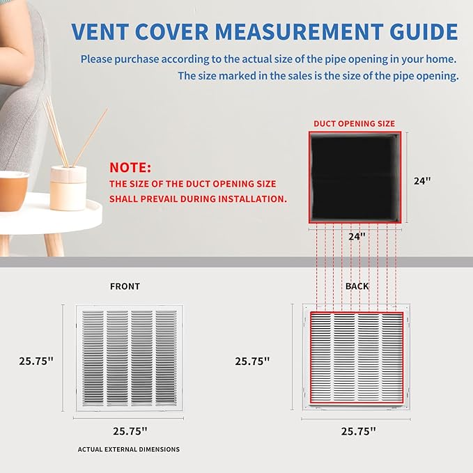 24x24 Return Air Grille, Return Air Vent Cover