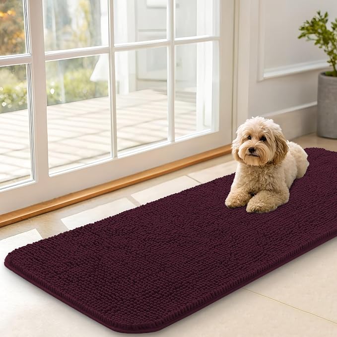 OLANLY Dog Door Mat for Muddy Paws 47x17, Absorbs Moisture and Dirt, Absorbent