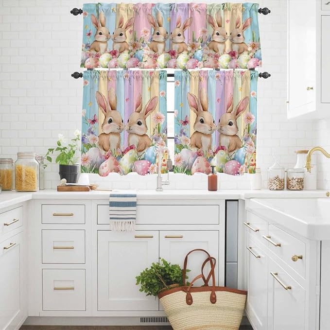 Easter Kitchen Curtains Set 3 Piece