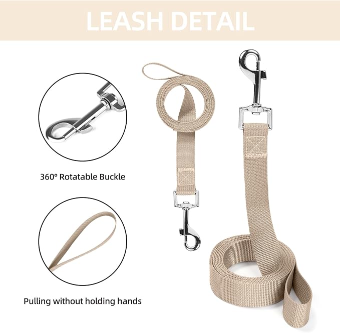 Small Dog Harness and Leash Set, Breathable Mesh Puppy Harness, Adjustable Dog Harness for Small Medium Large Dogs, No-Pull Pet Harness for Daily Walking (Faint Yellow, Medium)