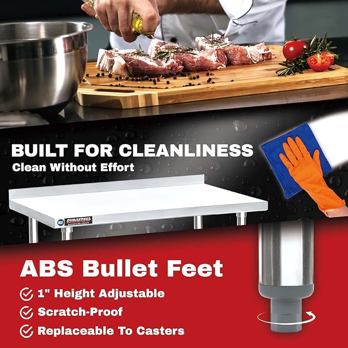 DuraSteel NSF Stainless Steel Table - 24 x 48 Inch Metal Work Table w/Undershelf - Commercial Kitchen, Restaurant, Garage, Laundry - Outdoor Stainless Steel Prep Tables Countertop Island Grill Small