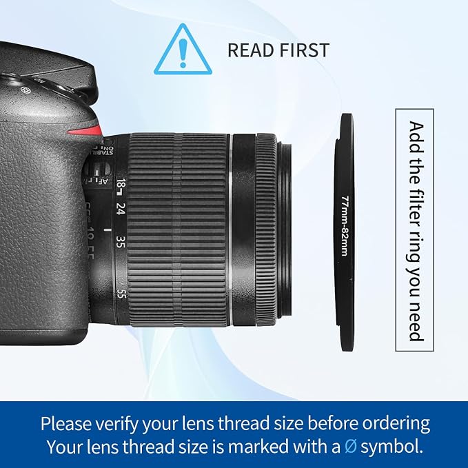 77-82mm Step-Up Ring Adapter, 77mm to 82mm Step Up Filter Ring
