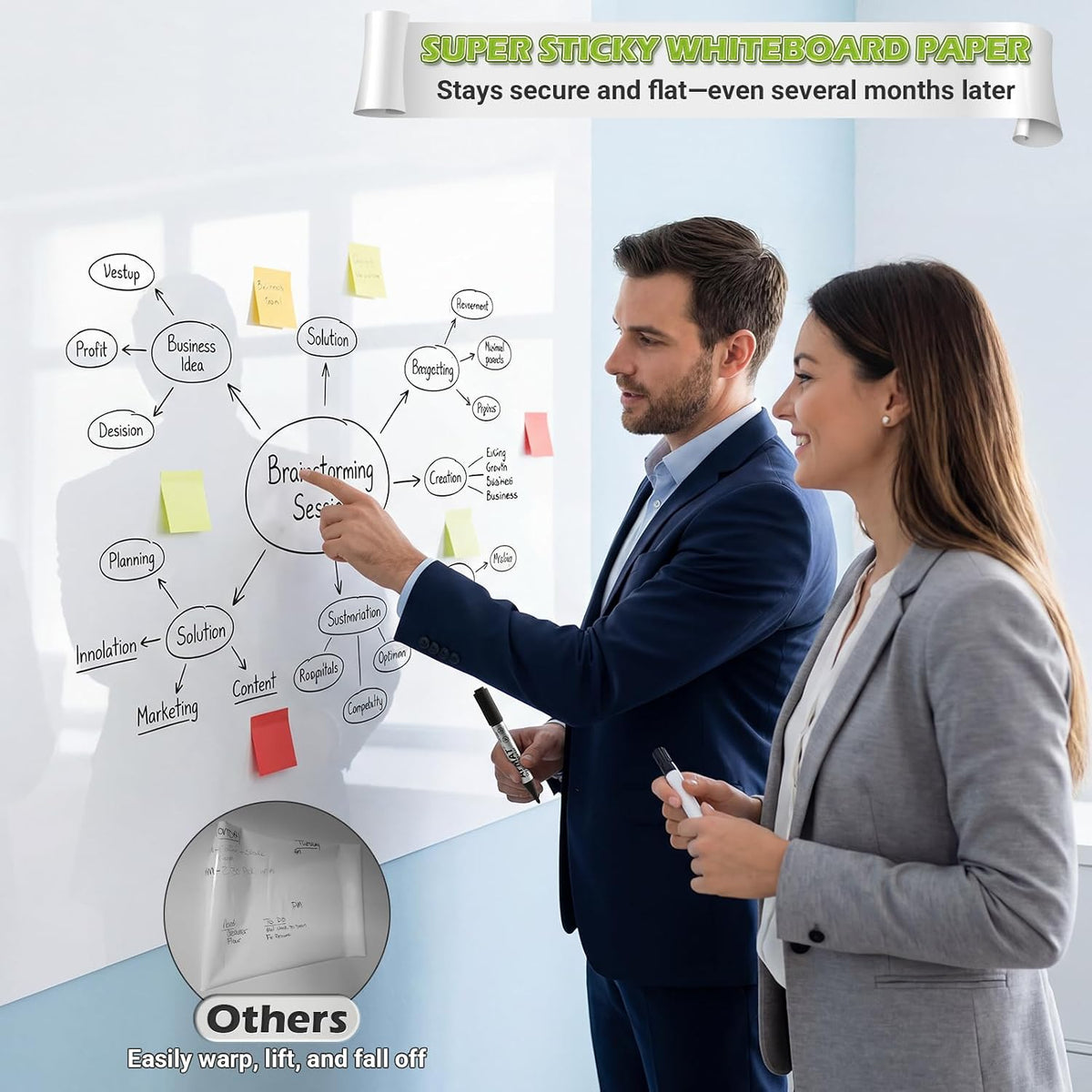 AFMAT Whiteboard Sticker for Wall, 4x8ft White Board Paper, Super Sticky Dry Erase Wallpaper, Peel and Stick Dry Erase Board with 20 Markers, No Ghosting Whiteboard Paper for Home Office Classroom