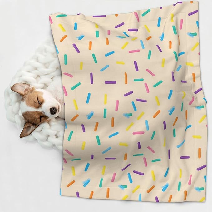 Pet Blanket for Couches and Beds, White Donut, Reversible Double Sided Plush Design with Soft Bumpy Texture and Smooth Surface, Furniture Protector