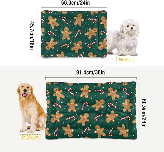 Christmas Gingerbread Man Pet Bed Cute Dog Bed Mat Absorbing Non Slip Pad Pet Sleeping Mat for Small, Medium, and Large Dogs Puppy Cat 24 in x 18 in