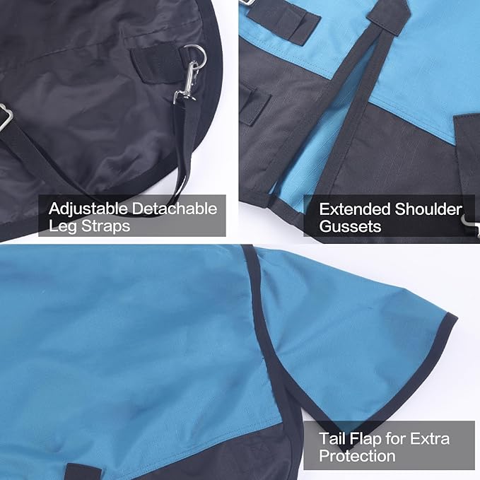 Mini Horse/Pony/Foal/Miniature Size 36"-51" Lightweight Waterproof & Breathable 1200 Denier Turnout Blanket with No Filling Peacockblue 39"