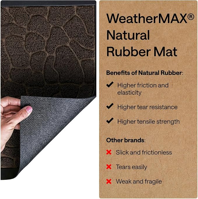GORILLA GRIP 100% Waterproof All-Season WeatherMAX Doormat, US Designed Natural