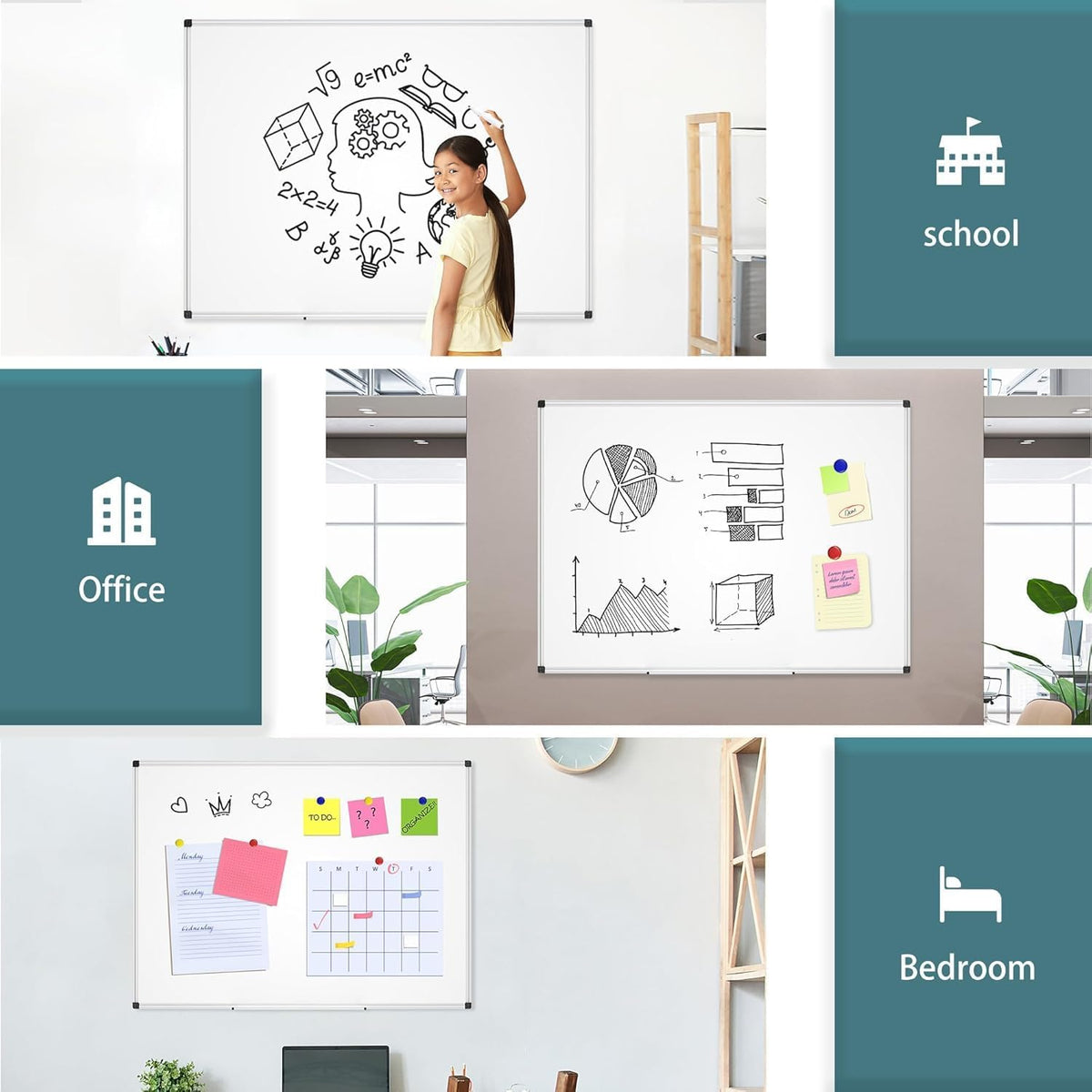 Magnetic Dry Erase Whiteboard, 46 x 33 Inch Large Wall Mounted White Board
