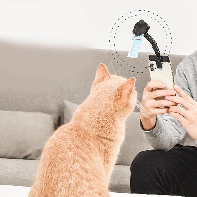 Pet Selfie Stick Treat Clip | 360 Rotatable Smartphone Attachment for Dogs/Cats | Stable Phone Camera Clip for Vivid Photos & Videos