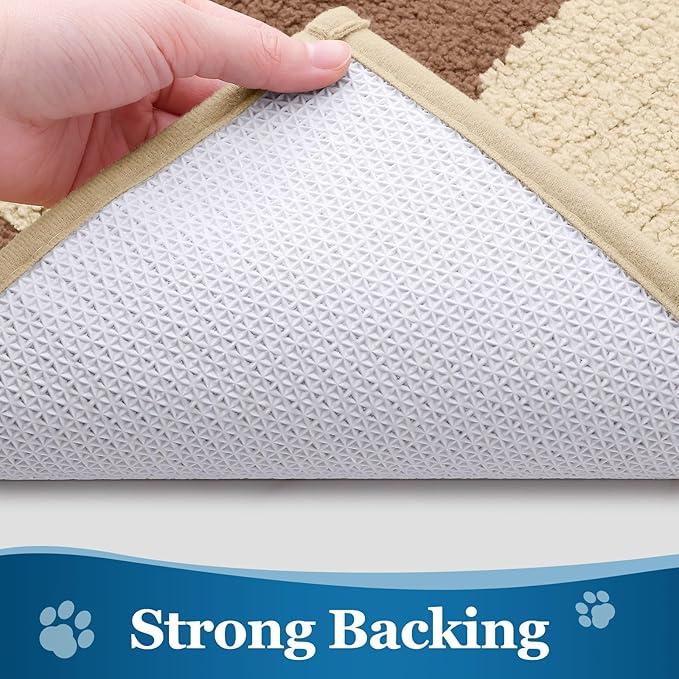Buganda Dog Door Mat for Muddy Paws, Absorbent Dirt Trapper Washable Indoor Doormats, Non Slip Low-Profile Mud Mat for Dogs, Front Entrance Doormat for Inside Floor (36x24 Inches, Light Beige)