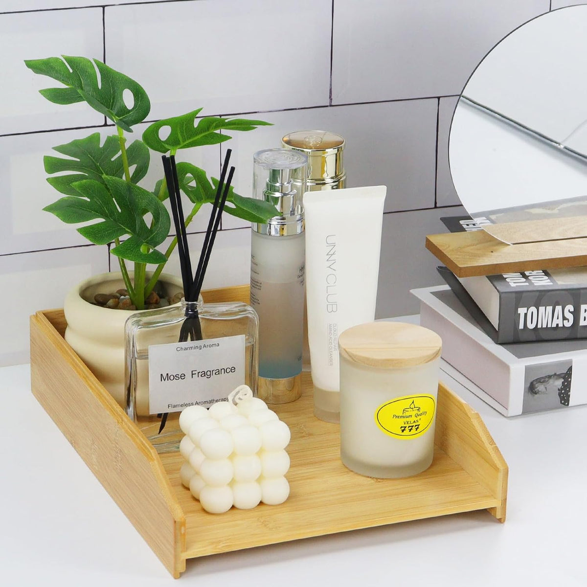 MultiBey A4 Bamboo Stackable Paper Tray 2-Pack - 2-Tier Desk Organizer
