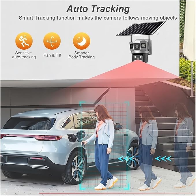 for Outdoor Camera Battery CCTV Monitor 4G SIM Card Network IP Security Pet Camera Motion Detection 3 Screen PTZ Camera(WiFi CCTV 32G Card)
