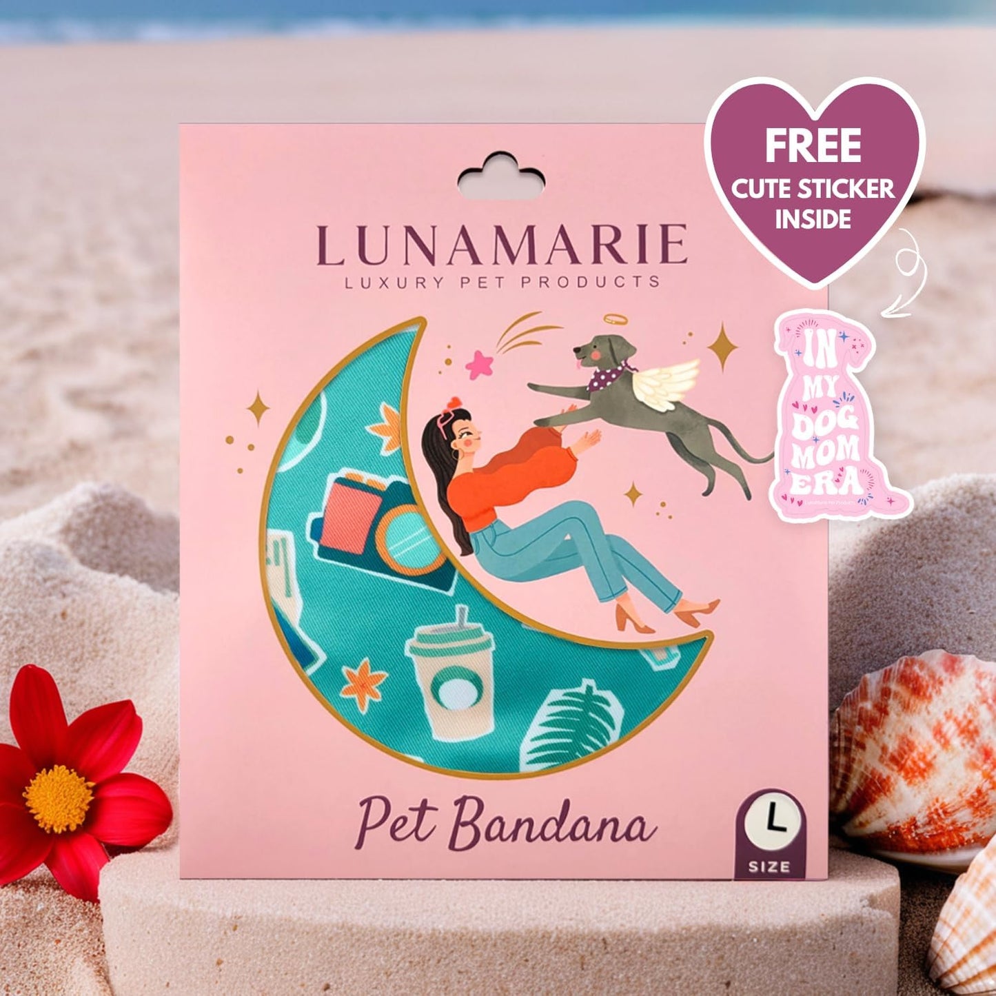 LunaMarie - Luxury Pet Birthday Bandanas -Premium & Silky Poly Fabric | 100% Handmade | Custom Shape Dual Layered (Pawsport Club, Medium)